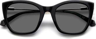 Polaroid 52mm Polarized Cat Eye Sunglasses in Black/Gray Polar at Nordstrom