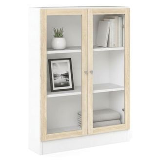 Dmora Dmora - Estante Para Libros Amphan, Estante De Oficina, Porta Libros M&oacute;vil, Biblioteca, 79x28 H107 Cm, Blanco Y Roble
