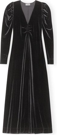 Ganni Long Velvet Dress - Size 2 Black