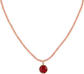 Jewelmak 14K Peach Moonstone Necklace