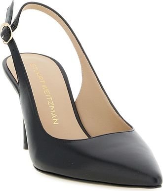 Stuart Weitzman Womens Slingback Heel Black Calfskin Leather