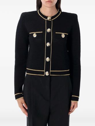 Balmain ribbed gold-trimmed cardigan - Black