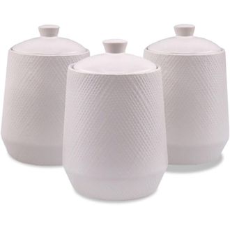 Maestro Juego De 3 Recipientes De Cer&aacute;mica Para Caf&eacute;, T&eacute; Y Az&uacute;car Maestro Blanco Mr-20002-03cs