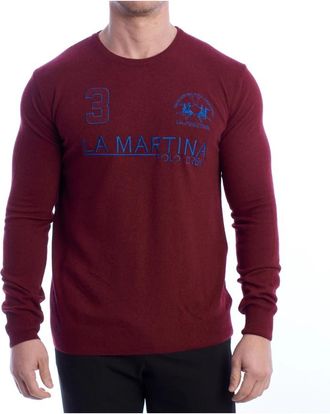 La Martina Klassieke Ronde Hals Heren Trui - Heren - Sweatshirts - Rood - L - Wol - Hoodies & sweatvesten