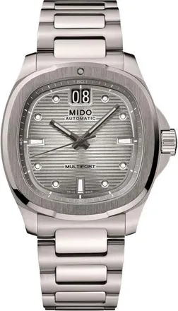 Mido Multifort TV Big Date Automatic Bracelet Watch, 39.2mm x 40mm in Grey at Nordstrom