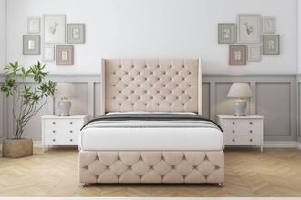 Comfort Beds Emily Naples Divan Base No Drawers - 54 Wingback-Footboard in Light Sand | Size: Small Single