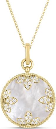 Roberto Coin Venetian Medallion Pendant Necklace in Yellow Gold/Mother Of Pearl at Nordstrom, Size 17