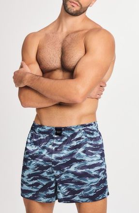 Savage x Fenty Savage X Satin Boxers in Dark Stormy Blue Easy Tiger at Nordstrom, Size Xxx-Large