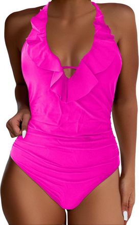 Generic Eco-Friendly Womens Swimwear UK Full Body Swimsuit Women Plus Size Swimsuits One Piece Sustainable High-Waisted One-Piece Eco Swimwear Hot Pink