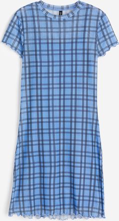 H&M Bodycon-Kleid aus Mesh - Blau/Kariert