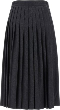 Prada Pleated Wool Pleated Skirt - Black