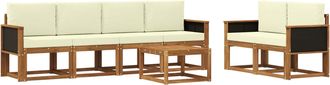 vidaXL Conjunto De Sof&aacute;s De Exterior 6 Uds. Natural Y Crema Vidaxl