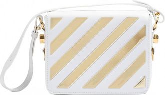 Off-white Womens Metallic Stripe Crossbody Bag In White + Gold