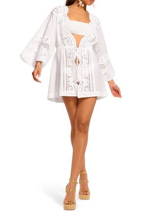Ramy Brook Leilanni Embroidered Cover-Up Dress in White at Nordstrom, Size Large