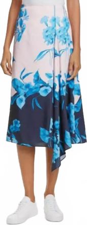 Ted Baker Cala Lilies Floral Print Satin Scarf Midi Skirt In Multicolor