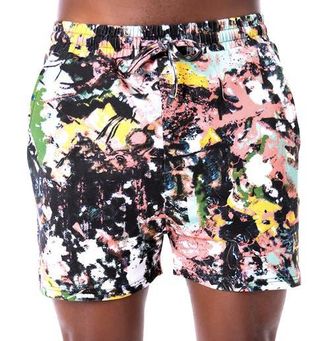 Dai Moda Frenzy print Pull On Shorts in Black at Nordstrom, Size Xx-Large