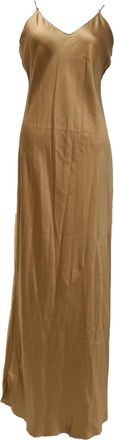 Nili Lotan Nili Lotan V-Neck Slip Maxi Dress in Brown Silk