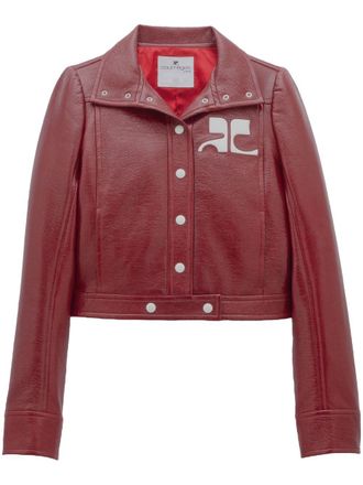 Courr&egrave;ges Cropped Textured Jacket with Button-Down Front