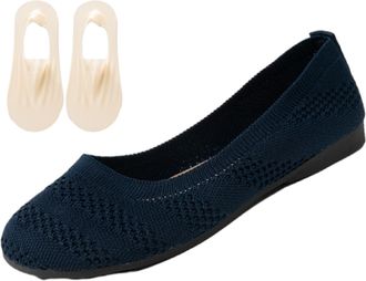 Generic Comfortable Knit Loafers-All-Season Comfort Shoes, Soft Lightweight Breathable Slip On Driving Flats Shoes for Women (Navy Blue, Adult, Women, 6.5, Nu