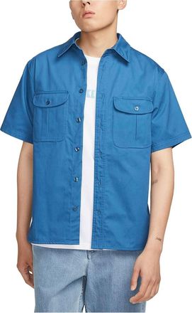 Nike SB Tanglin Short-sleeved woven button-down skateboard shirt Blue FQ0400-457