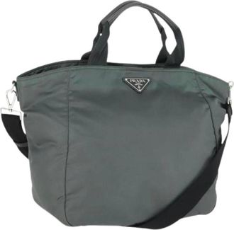 Prada Pre-owned Tote Bags, female, Gray, Size: ONE SIZE Pre-owned Nylon Tote Bag