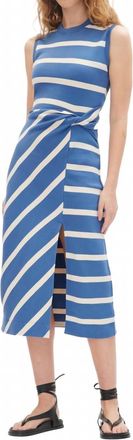 Tanya Taylor Sleeveless Striped Cody Dress In French Blue/cream Wide Stripe