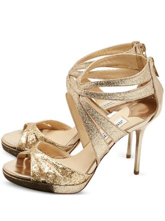 Jimmy Choo London glitter strappy sandals - Gold