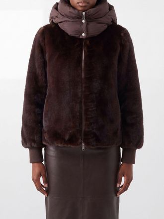 Add Faux Fur Jacket with Goose Down Ped Hood