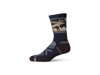 Smartwool Hike Light Cushion Mountain Moose Crew Socks Mens Crew Cut Socks Shoes Deep Navy : XL (Mens Shoe 12-14.5), Merino/Nylon/Wool