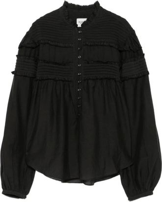 Isabel Marant Overhemden, Dames, Zwart, S, Katoen, Doane Top