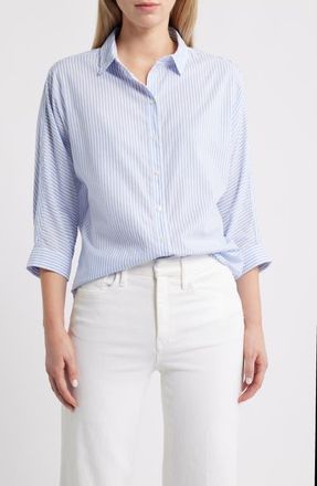 Beach Lunch Lounge Wells Stripe Shirt in Blue Glass at Nordstrom, Size X-Small