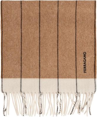 Ferragamo SR Herringes Sjaal - Heren - Wintersjaals - Beige - ONE Size - Wol - Accessoires