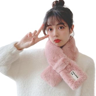 Generic Plush Scarf for Teen Girls, Winter Neck Warmer for School, Outdoor Activities, Photography, Soft Fleece Fashion Scarf for Cold