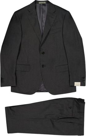 Corneliani Grijze gevoerde wollen pak - Heren - Business pakken - Grijs - 2XL - Wol - Kostuums