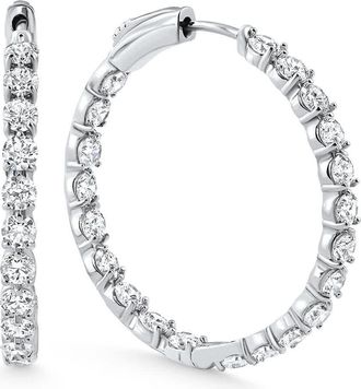 Pompeii3 4 1/2Ct Diamond Inside Outside Hoops Gold Womens Earrings Lab Grown 1.25 Tall Size: 1.25 Tall