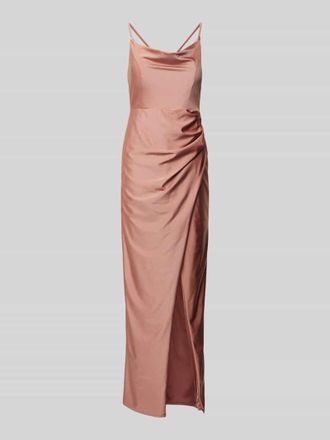 Vera Mont Abendkleid mit Wasserfall-Ausschnitt in Altrosa, Gr&ouml;&szlig;e 34