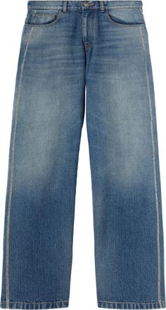 Palm Angels Curved Logo Loose Fit 5 Pockets Jeans