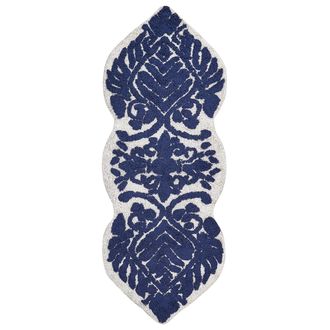 Beliani Beliani - Alfombrilla De Ba&ntilde;o Moderna De Algod&oacute;n Forma Irregular 150 X 60 Cm Patr&oacute;n Decorativo Accesorios De Ba&ntilde;o Azul Canbar