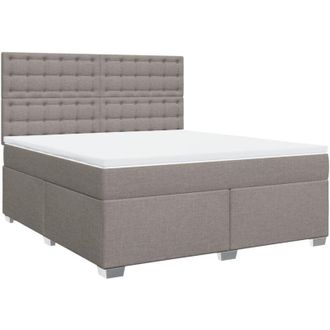 vidaXL Cama Box Spring Con Colch&oacute;n Tela Gris Taupe 180x200 Cm Vidaxl
