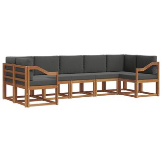 vidaXL Conjunto De Sof&aacute;s De Exterior 7 Pcs Natural Y Antracita Vidaxl