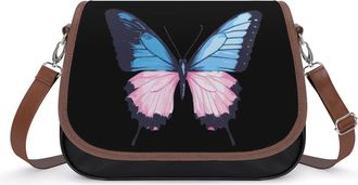 Generic Transgender LGBT Flag Butterfly Small Womens Crossbody Bags Shoulder Handbag with Adjustable Strap for Travel