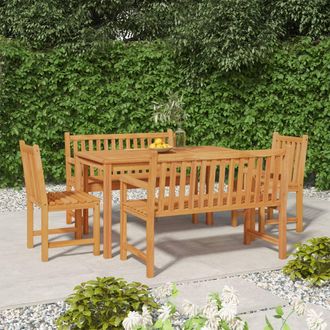 vidaXL Juego De Comedor Para Jard&iacute;n 5 Piezas Madera Maciza De Teca Vidaxl