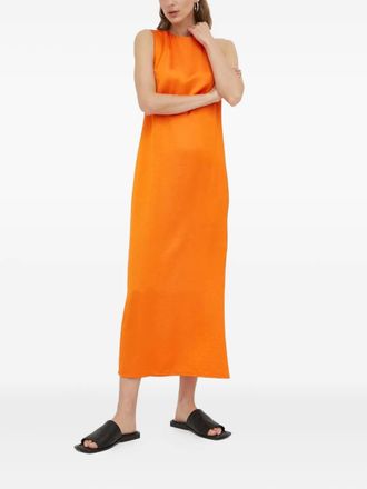 Sams&oslash;e & Sams&oslash;e side-slit sleeveless midi dress - women - EcoVero Viscose (LENZING)/Polyester - S - Orange