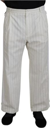 Dolce & Gabbana Katoenen Formele Broek met Strepen - Heren - Wijde Broeken - Wit - XS - Katoen - Broeken