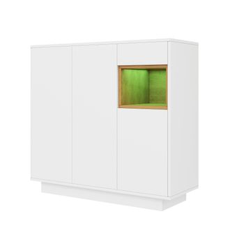 STILVORA Mueble Zapatero Con 1 Caj&oacute;n Y Led 16 Colores, Estantes Ajustables, Estilo Moderno, En Tablero De Part&iacute;culas, Blanco Y Natural, 105&times;39,5&times;100,5 Cm