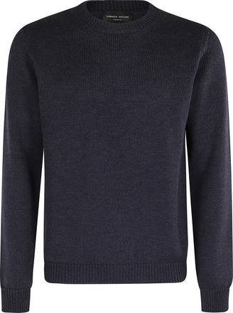 Roberto Collina Denim Ronde Hals Lange Mouw Top - Heren - Ronde hals truien - Blauw - L - Denim - Truien & Vesten