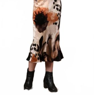 Bl^nk London Bellona Bias Cut Skirt In Beige