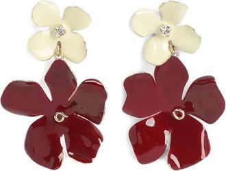 Marni flower-design earrings - women - Brass - One Size - Red
