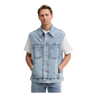 Karl Lagerfeld Gilet Senza Maniche in Denim - - Jackets - Uomo - Blu - M
