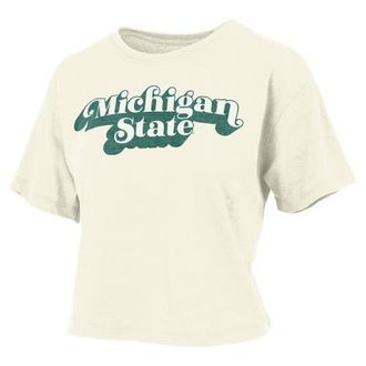Pressbox Womens Pressbox White Michigan State Spartans Vintage Easy Team Name Waist-Length T-Shirt at Nordstrom, Size X-Large